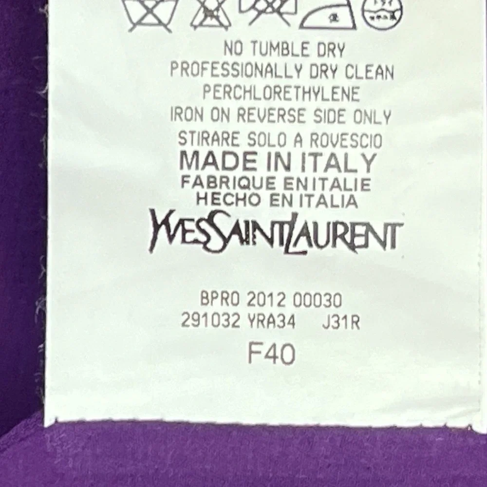 Yves Saint Laurent Purple Textured Pencil‎ Skirt Spring Eté 2012 Made in Italy